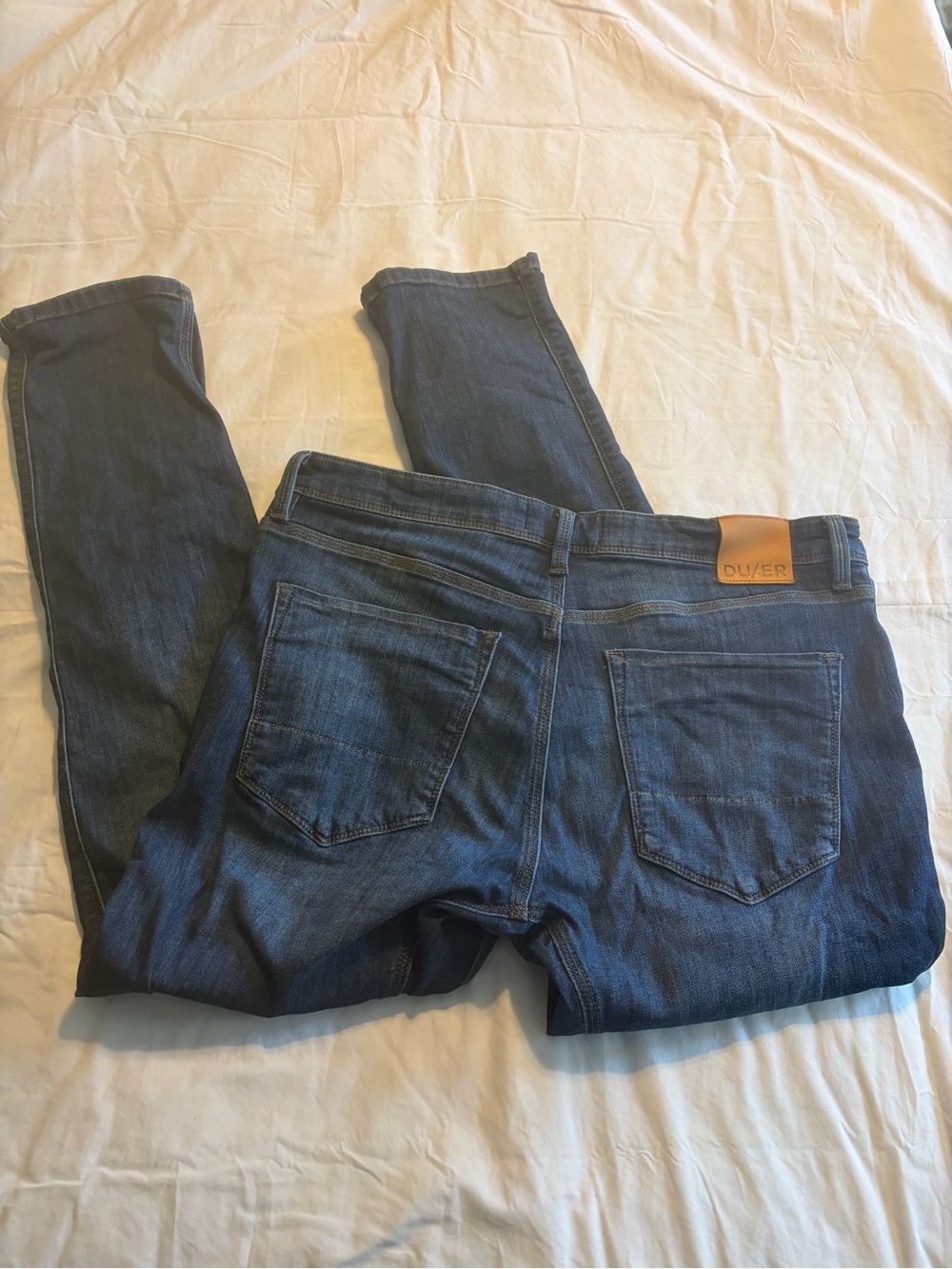 DU/ER Slim Men's Jeans — Dark Blue Stretch Denim (36x30)